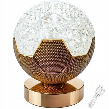 LED naktslampiņa Futbola bumba, 3 gaismas režīmi, USB-C, balta/zelta