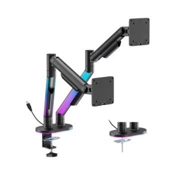Кронштейн для двух мониторов 17"-35" с газлифтом и RGB-подсветкой,...