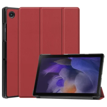 Samsung Galaxy Tab A8 10.5 (2021) (2022) (SM-X200/X205) Trifold Stand PU Leather Hard Protective Cover Case, Wine Red |...