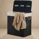 Massido 150 L Bamboo Laundry Basket with 3 Compartments and Lid