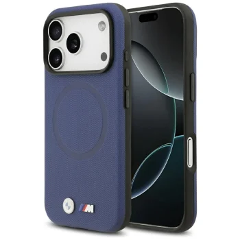 BMW iPhone 17 Pro чехол M FW Metal Logo MagSafe, темно-синий