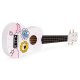 Koka bērnu ukulele ECOTOYS ar 4 neilona stīgām un mediatoru, Balta