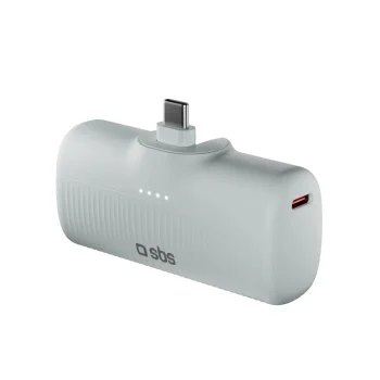 SBS EcoPower 5000 mAh 10W ārējais akumulators ar USB-C spraudni, pelēks