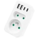 Kontaktligzdu sadalītājs Maclean MCE249 F/W, 2 ligzdas, 2x USB-A, 2x USB-C PD 20W, balts