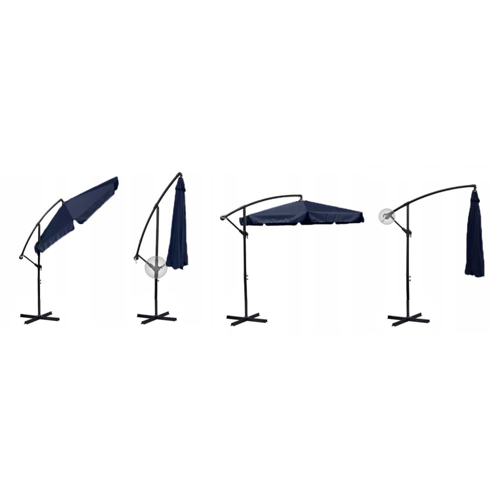 Salokāms Dārza Saulessargs Lietussargs 8 segmenti 350cm, Tumši zils | Folding Garden Umbrella (10)