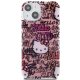 Apple iPhone 15 6.1\'\' Hello Kitty IML Tags Graffiti Cover Case, Pink