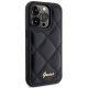 Guess stepēts metāla vāciņš ar logotipu iPhone 15 Pro - melns | Quilted Metal Logo case for black