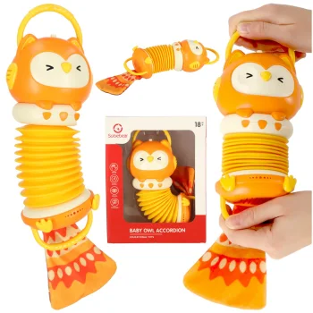Bērnu Mazs Akardeons Mūzikas Instruments ar apgaismojumu, pūce | Children's Small Accordion