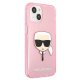 Karl Lagerfeld iPhone 13 mini vāciņš Glitter Karl\'s Head, rozā