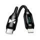 Wozinsky USB-C uz Lightning kabelis ar LED displeju 36W 2m, melns