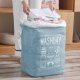 Foldable laundry basket with handles, 70L, polyester, blue