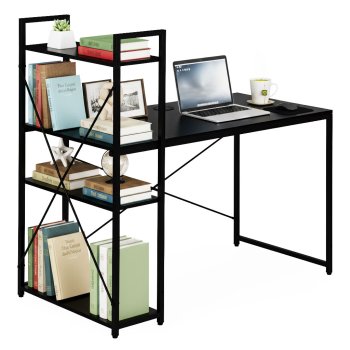 ModernHome Computer Desk with Shelves 120x60 cm for Home Office Study, black