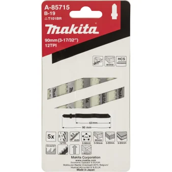 Пилки для электролобзика Makita B-19 A-85715 по дереву и пластику, 90 мм, 5...