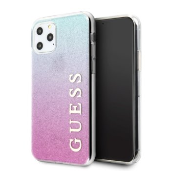 Чехол Guess для iPhone 11 Pro Max Glitter Gradient, розово-голубой