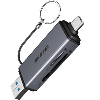 Картридер Benfei 2-в-1 USB-C / USB-A 3.0 для SD / Micro SD, черный