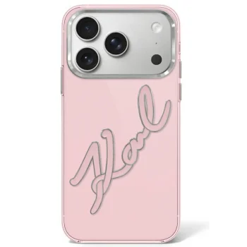 Чехол Karl Lagerfeld IML Big Signature Resin Metal Frame для iPhone 17 Pro / 18 Pro, розовый