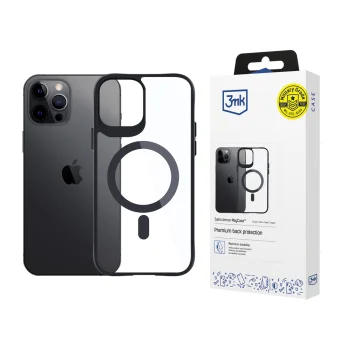 3mk iPhone 12 Pro Max Case Satin Armor MagCase, Clear with Black Frame