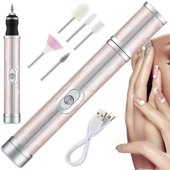 Nail Drill Machine for Manicure and Pedicure with Bit Set USB, Pink