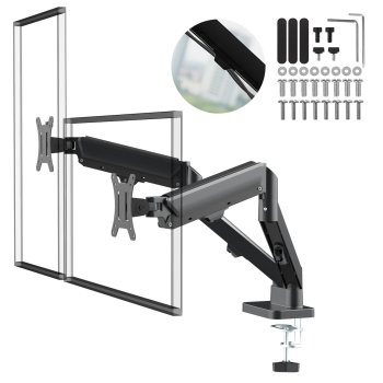 Maclean MC-134 divu monitoru galda stiprinājums, 17"-32", 2-10kg, melns