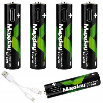 Аккумуляторные батарейки AAA Li-Ion 1.5V 660mWh с USB-C, 4 шт.