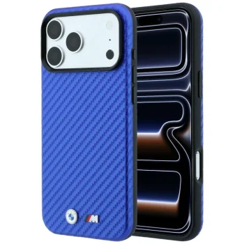 BMW M Carbon Metal Logo MagSafe vāciņš priekš iPhone 17 Pro Max / 18 Pro Max, zils