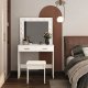 ModernHome CHDT03 Vanity Table with LED Mirror and Stool, White