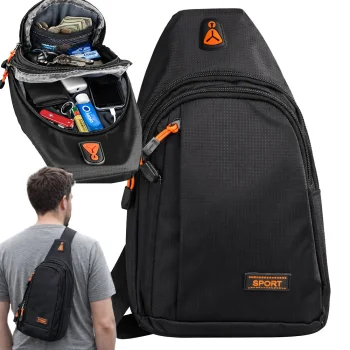 Compact Unisex Sling Backpack Single Shoulder Bag, ~5 L, Black