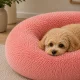 Soft Plush Round Pet Bed for Dogs and Cats, Grey, 100 cm