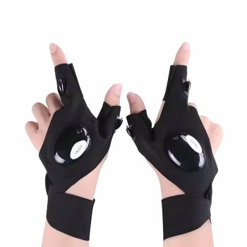 LED Flashlight Gloves for Hands-Free Work, 1 Pair, Black