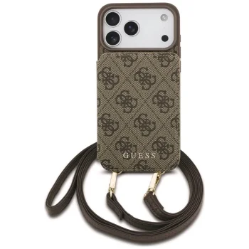 Guess 4G kaarditaskutega ümbris iPhone 18 Pro / 17 Pro jaoks, pruun