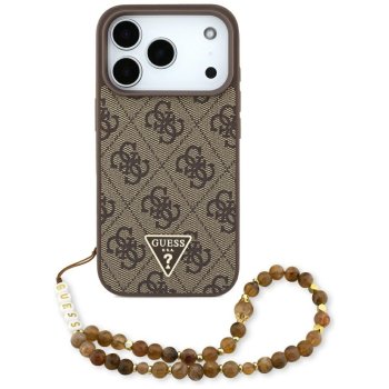 Guess iPhone 17 Pro Case 4G Strap Triangle Logo MagSafe, Brown