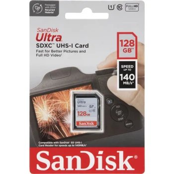 Карта памяти SanDisk Ultra SDXC 128GB UHS-I U1 (140 МБ/с)