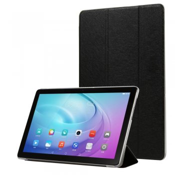 Samsung Galaxy Tab A7 10.4 (2020) (SM-T500/505) Silk Texture Tri-fold Stand Leather Cover Case, Black | Vāks Apvalks...