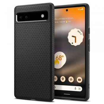 Google Pixel 6a Spigen Liquid Air TPU Case Cover, Black | Telefona Vāks Maks Apvalks Bampers