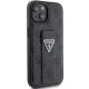 Чехол Guess Grip Stand 4G Triangle Strass для iPhone 15 - черный
