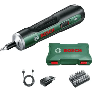 Аккумуляторная отвертка Bosch PushDrive, 3.6 В, 1.5 Ач, с набором из 32 бит