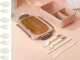 Lunch Box with Compartments and Cutlery, Brown