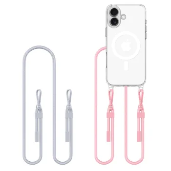 Чехол Tech-Protect Flexair Chain MagSafe для iPhone 16 с 2 ремешками, прозрачный