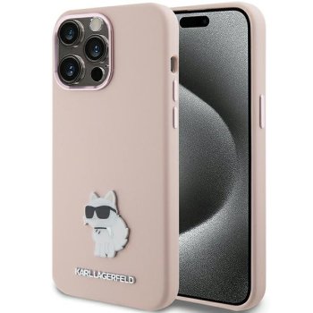 Apple iPhone 15 Pro 6.1" Karl Lagerfeld Silicone Choupette Metal Pin Case Cover, Pink | Telefona Maciņš Vāks Apvalks...