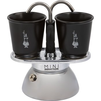 Bialetti Mini Express Induction espresso kafijas automāts ar 2 krūzītēm, Melns