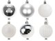 Ziemassvētku Eglīšu Bumbas, Baltas un Sudraba, Nesalaužamas, 36 gab., 6 cm | Christmas Tree Baubles, White and...