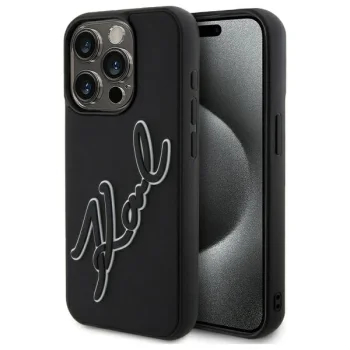 Чехол Karl Lagerfeld 3D Rubber Signature для iPhone 15 Pro, Черный