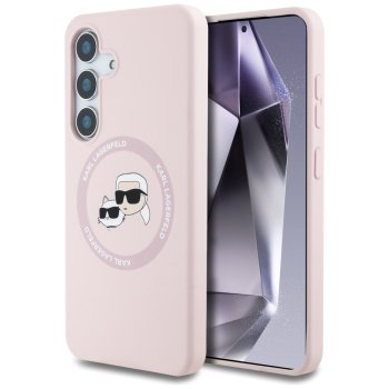 Чехол Karl Lagerfeld Silicone Double Heads And Circle MagSafe для Samsung Galaxy S25+, Розовый