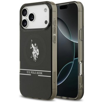 Чехол US Polo DH and Bottom Stripe Logo MagSafe для iPhone 17 Pro Max — черный