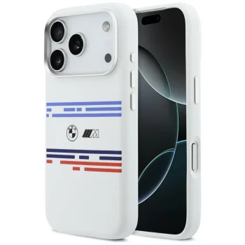 BMW M Silicon Horizontal Line MagSafe vāciņš iPhone 17 Pro - Balts