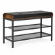 Apavu sols ar polsterētu sēdekli un 2 plauktiem ModernHome 80x30x50 cm