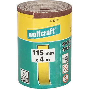 Slīppapīra rullis Wolfcraft 80 graudainība, 4 m x 115 mm, ar līpsavienojumu