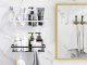 Loft Style Bathroom Shower Shelf with 4 Hooks, Black