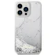Guess iPhone 14 Pro Max vāciņš Liquid Glitter Marble, balts