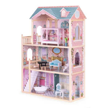 Ecotoys большой деревянный кукольный домик, 3 этажа, 11 предметов...